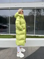 Пуховик жіночий лайм довгий 120см