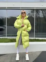 Пуховик жіночий лайм довгий 120см