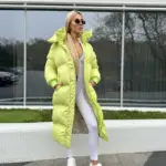 Пуховик жіночий лайм довгий 120см