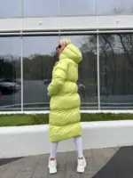 Пуховик жіночий лайм довгий 120см