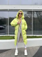 Пуховик жіночий лайм довгий 120см