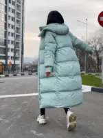 Пуховик жіночий м'ята довгий 120см