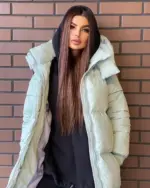 Пуховик жіночий м'ята довгий 120см