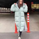 Пуховик жіночий м'ята довгий 120см