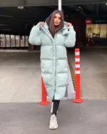 Пуховик жіночий м'ята довгий 120см