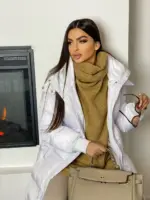 Пуховик жіночий білий довгий 120см