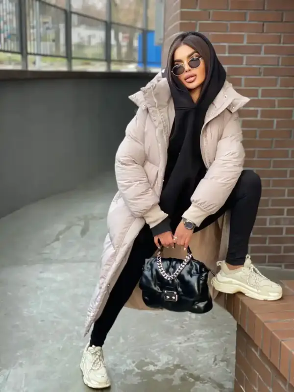 m433-puhovik-120sm_beige (3) Пуховик жіночий бежевий довгий 120см