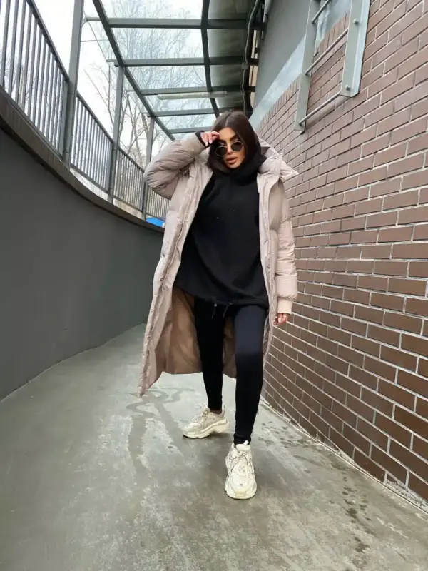 m433-puhovik-120sm_beige (4) Пуховик жіночий бежевий довгий 120см