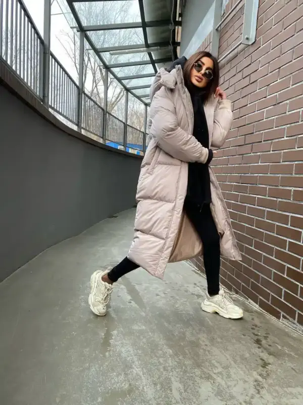 m433-puhovik-120sm_beige (7) Пуховик жіночий бежевий довгий 120см