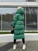 Пуховик жіночий зелений довгий 120см