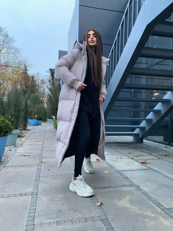 m434-puhovik-130sm_beige (3) Пуховик жіночий бежевий довгий 130см