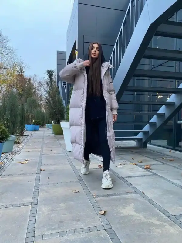 m434-puhovik-130sm_beige (4) Пуховик жіночий бежевий довгий 130см