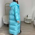 Пуховик жіночий блакитний довгий 130см