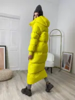 Пуховик жіночий жовтий довгий 130см