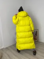 Пуховик жіночий жовтий довгий 130см