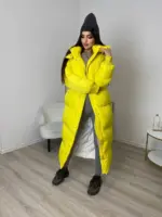 Пуховик жіночий жовтий довгий 130см