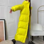 Пуховик жіночий жовтий довгий 130см