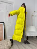 Пуховик жіночий жовтий довгий 130см