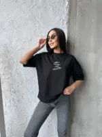 Футболка жіноча оверсайз чорна need money for mercedes