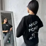 Футболка жіноча оверсайз чорна need money for mercedes