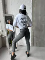 Футболка жіноча оверсайз біла need money for mercedes