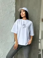 Футболка жіноча оверсайз біла need money for mercedes