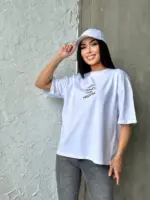 Футболка жіноча оверсайз біла need money for mercedes