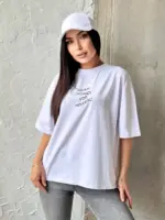 Футболка жіноча оверсайз біла need money for mercedes