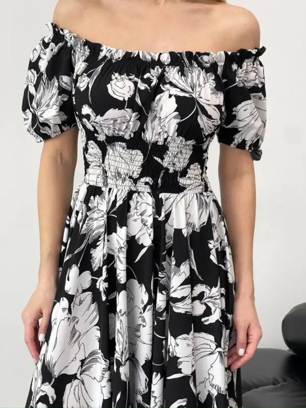 B36-syknya-maksi-big-white-flowers-on-black (8) Сукня максі в підлогу з принтом крупні білі квіти на чорному