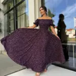 Сукня максі в підлогу з принтом фіолетові квіти на чорному