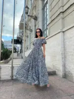 Сукня максі в підлогу з принтом зебра на чорному