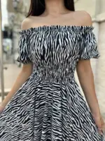 Сукня максі в підлогу з принтом зебра на чорному