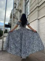 Сукня максі в підлогу з принтом зебра на чорному