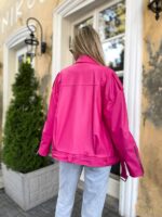 Куртка-косуха жіноча оверсайз яскраво-рожевого кольору