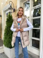 Жилетка жіноча бежева подовжена