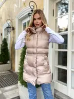 Жилетка жіноча бежева подовжена