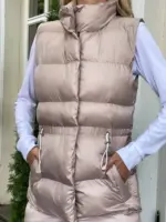 Жилетка жіноча бежева подовжена