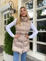 Жилетка жіноча бежева подовжена