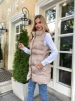 Жилетка жіноча бежева подовжена