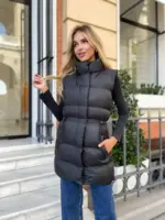 Жилетка жіноча чорна подовжена