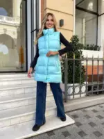 Жилетка жіноча блакитна подовжена