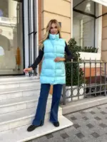 Жилетка жіноча блакитна подовжена