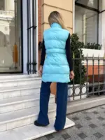 Жилетка жіноча блакитна подовжена