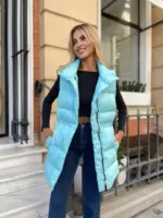Жилетка жіноча блакитна подовжена
