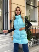 Жилетка жіноча блакитна подовжена