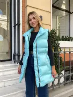Жилетка жіноча блакитна подовжена