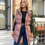 Жилетка жіноча коричнева подовжена