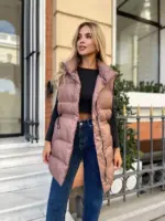 Жилетка жіноча коричнева подовжена