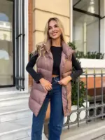 Жилетка жіноча коричнева подовжена