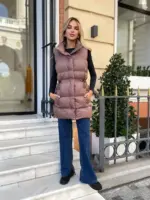 Жилетка жіноча коричнева подовжена